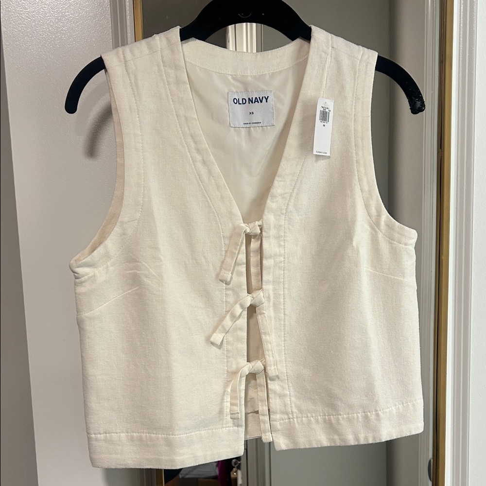 Old Navy Ivory Tie-Front Vest